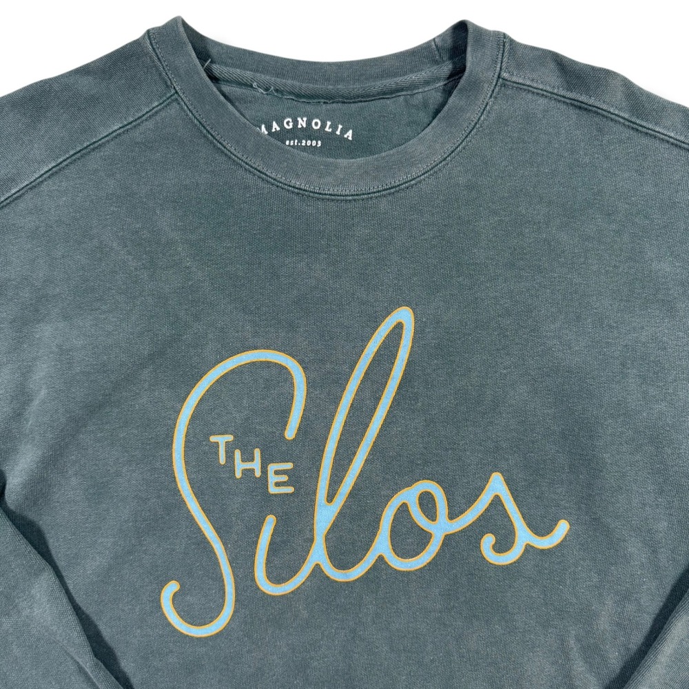 Magnolia The Silos Graphic Crewneck Sweatshirt Medium Womens Sage Green